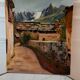 Oil on canvas painting and mountain landscape frame signed