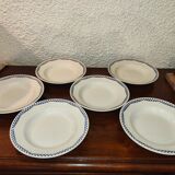 6 assiettes creuses Moulin des loups et Hamage Orchies France à motifs Années 50