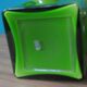 Square vase with half-bubbles in apple green double-layered glass - Denmark 1975