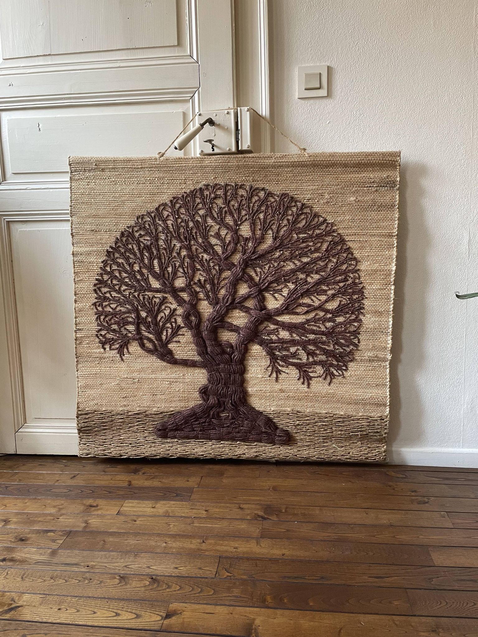 Large woven wall tapestry made of fibers Tree of Life