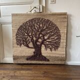 Large woven wall tapestry made of fibers Tree of Life