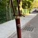 Vintage Italian floor lamp with burgundy marble effect and round dome