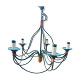 Chandelier 5 branches in green metal