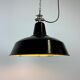Industrial Black Enamel Factory Lamp with Cast Iron Top, 1950s