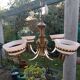 Art Deco chandelier with 4 lights in bronze and opaline.