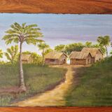 Vintage exotic painting in colonial style