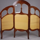 1900 three-leaf mahogany screen by Felix Bernard