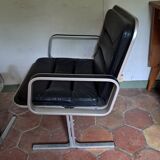 Paire de fauteuils cuir et aluminium