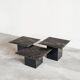 Set of 3 marble and lacquer coffee tables, 1970s.