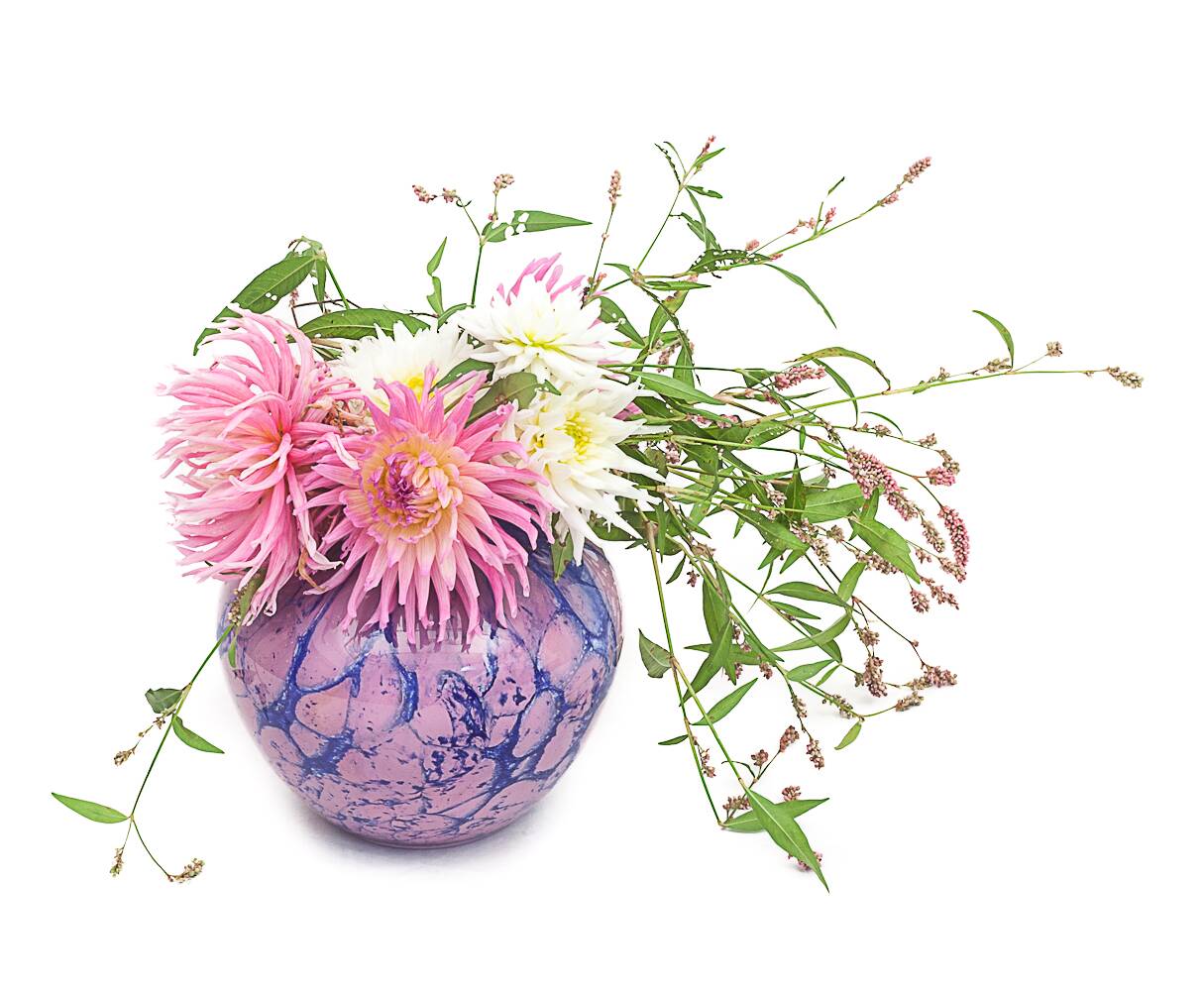 Vase en verre marbré