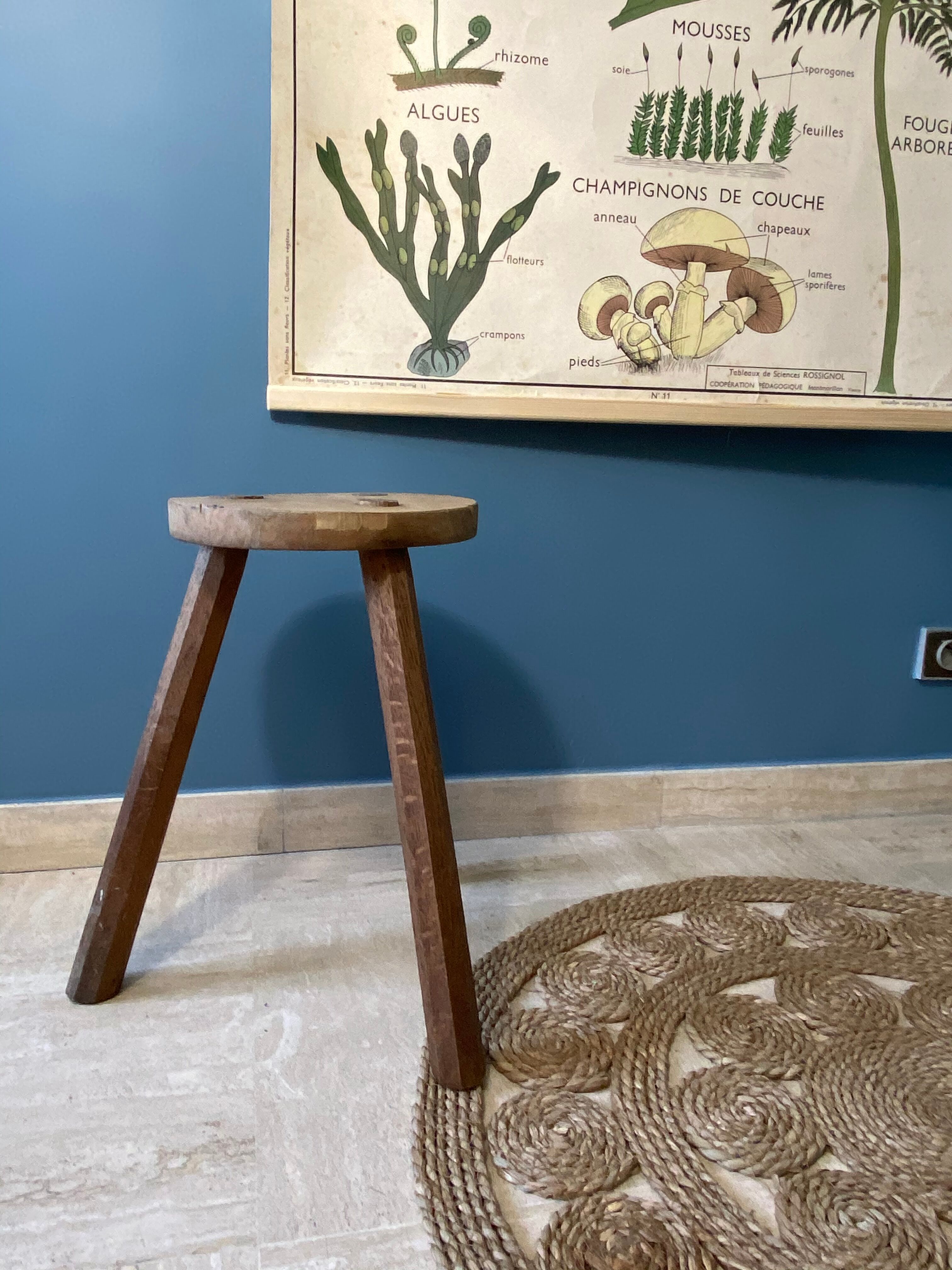 Brutalist tripod farm stool 1950