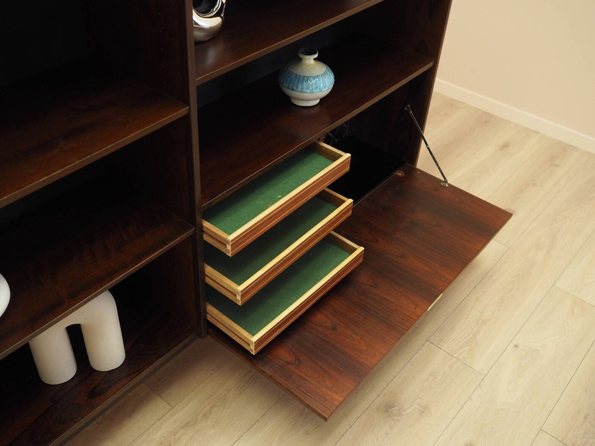 Bookcase with bar cabinet, rosewood veneer, Denmark, 1970s