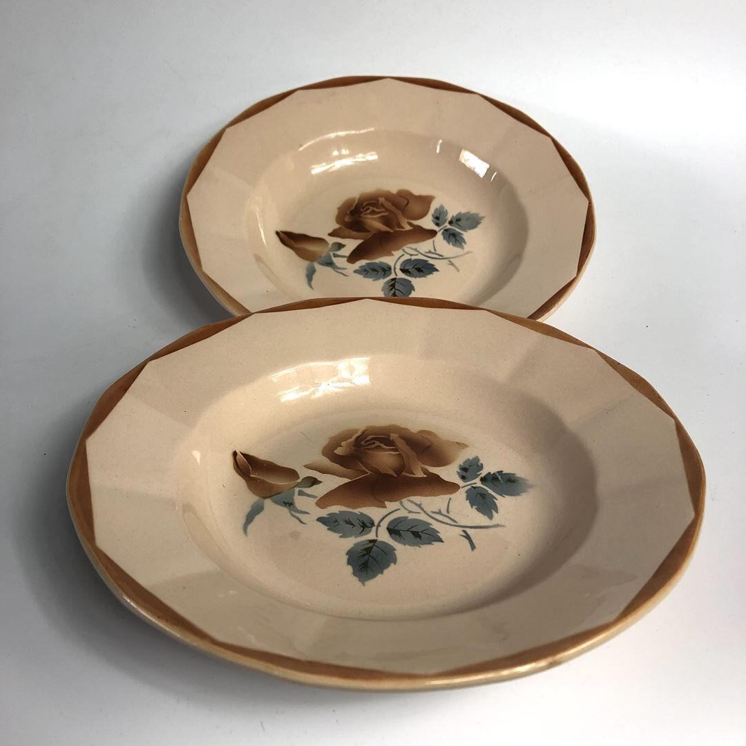 2 old hollow plates Digoin Sarreguemines