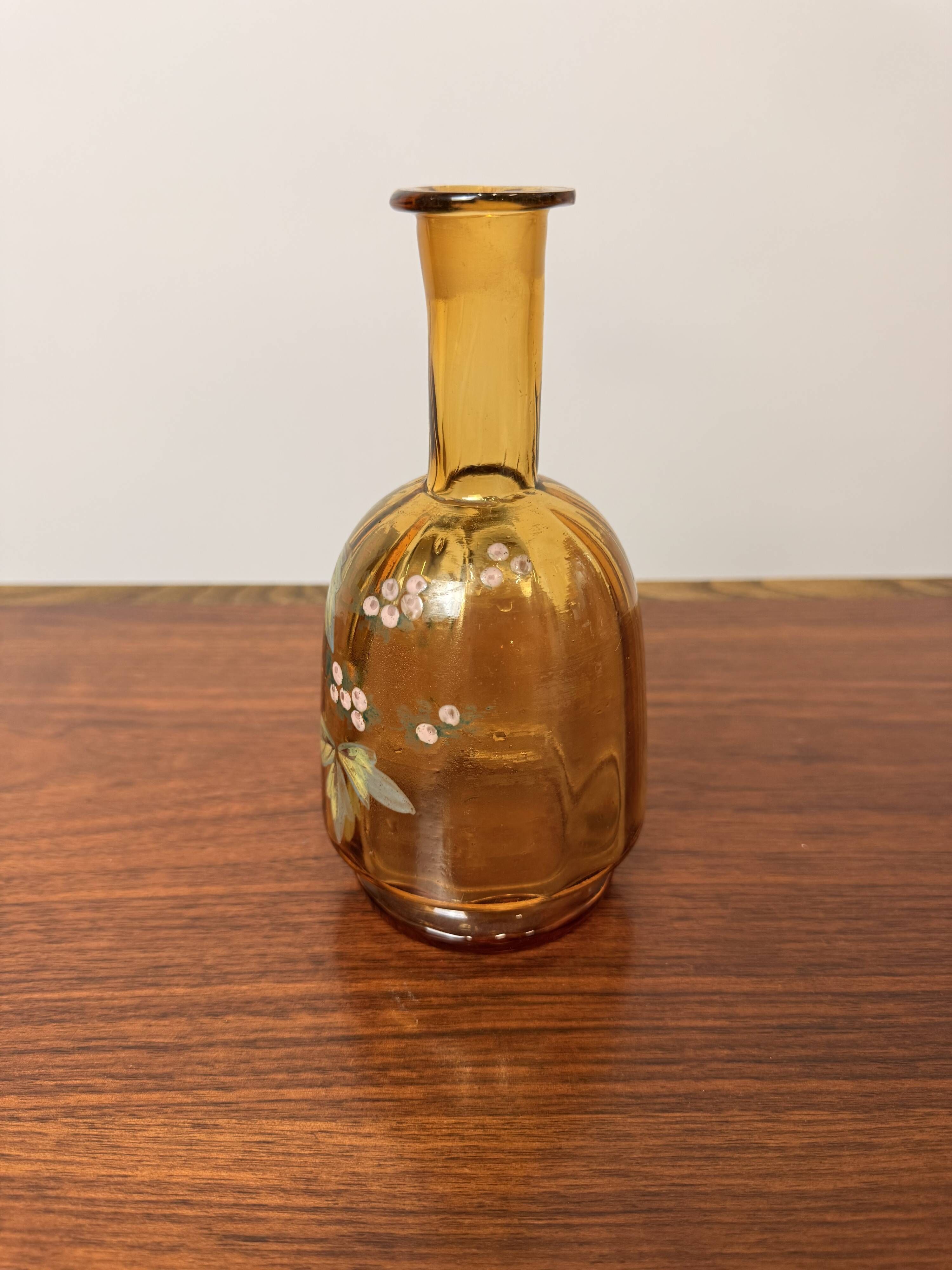 Antique Legras Carafe – Amber glass with enamel floral decoration – Art Nouveau