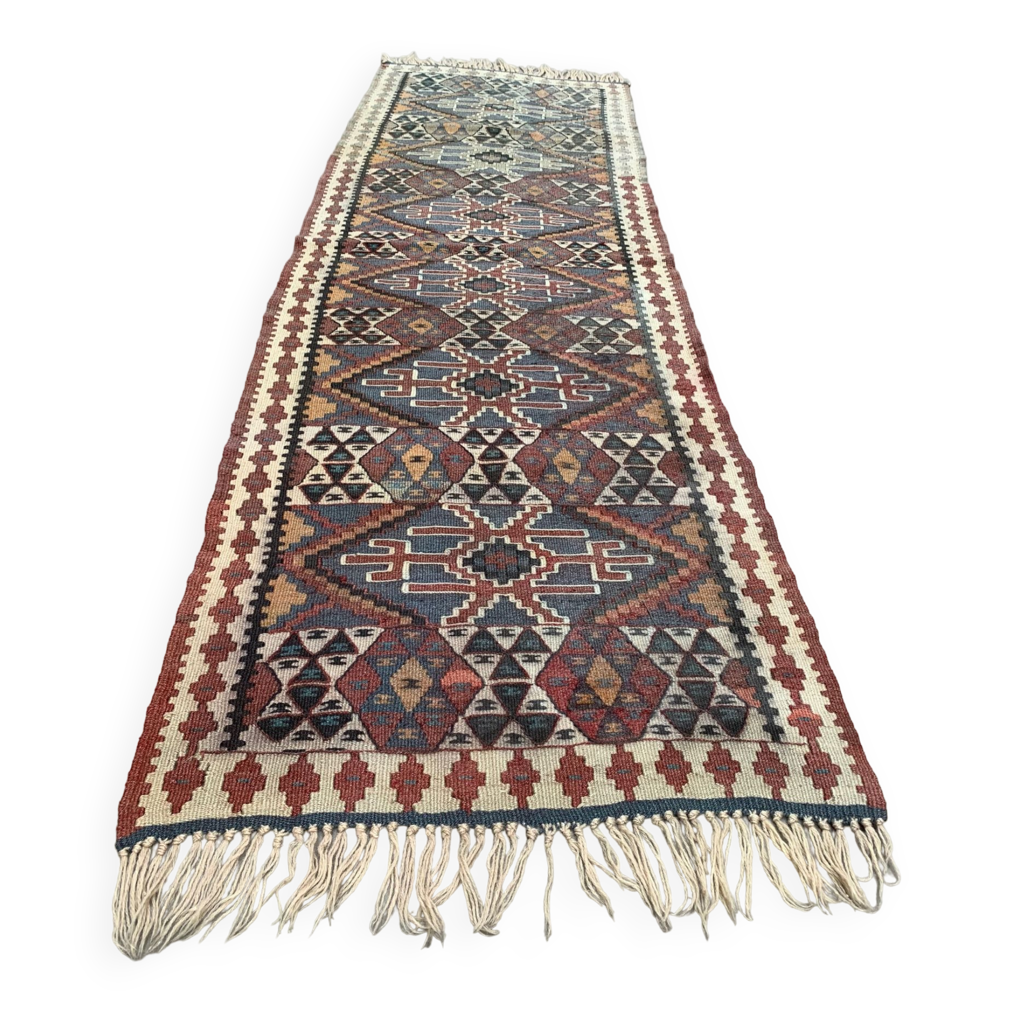 Old Turkish narrow Kilim Runner 233x66 cm shabby chic, vintage kelim