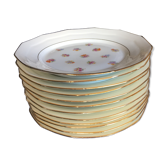 12 assiettes et plat de présentation
