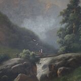 Tableau à l'huile signé avec cadre - Paysage