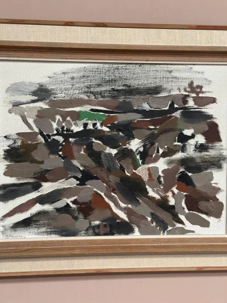Original Swedish Oil on Canvas – "Abstract" by B. Person – Signed – Vintage and Framed – 53 x 44 cm (20.8" x 17.3")