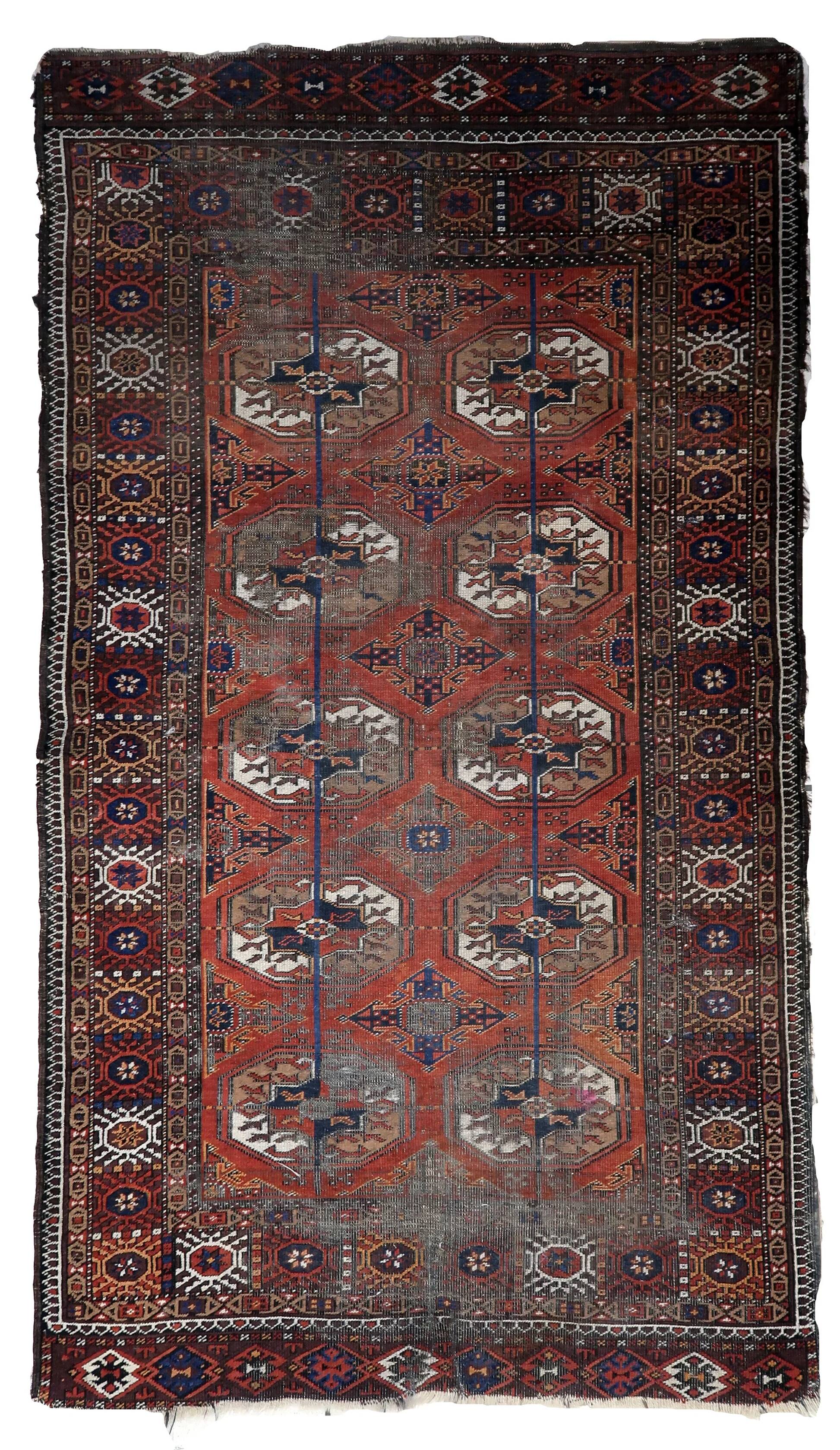 Handmade vintage Afghan Baluch rug 93cm x 164cm 1920s