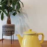 Théière en céramique jaune vintage