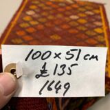 Vintage turkish mini kilim 100x51 cm shabby wool small kelim rug black,red