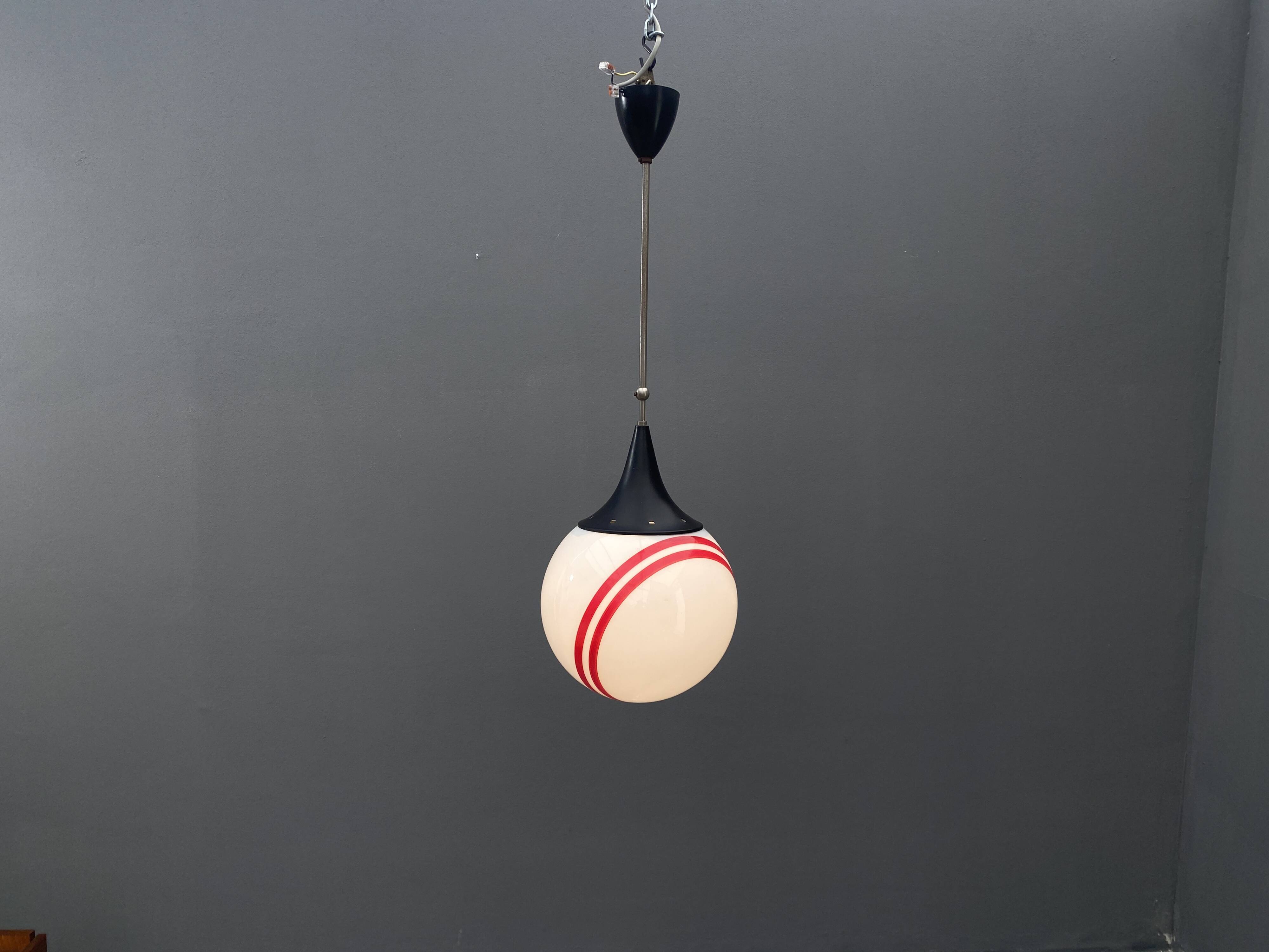 Hanging Pendant Lamp with Round Glass Shade