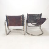 Set of 2 italian mid century lounge chairs, 1980's