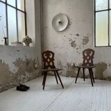 Pair of brutalist Alsatian mountain chairs 19th