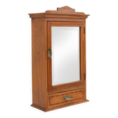 Art Deco Shaving Cabinet in Oak with Mirror, France, 1930s
