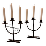 Brutalist pair of candlesticks