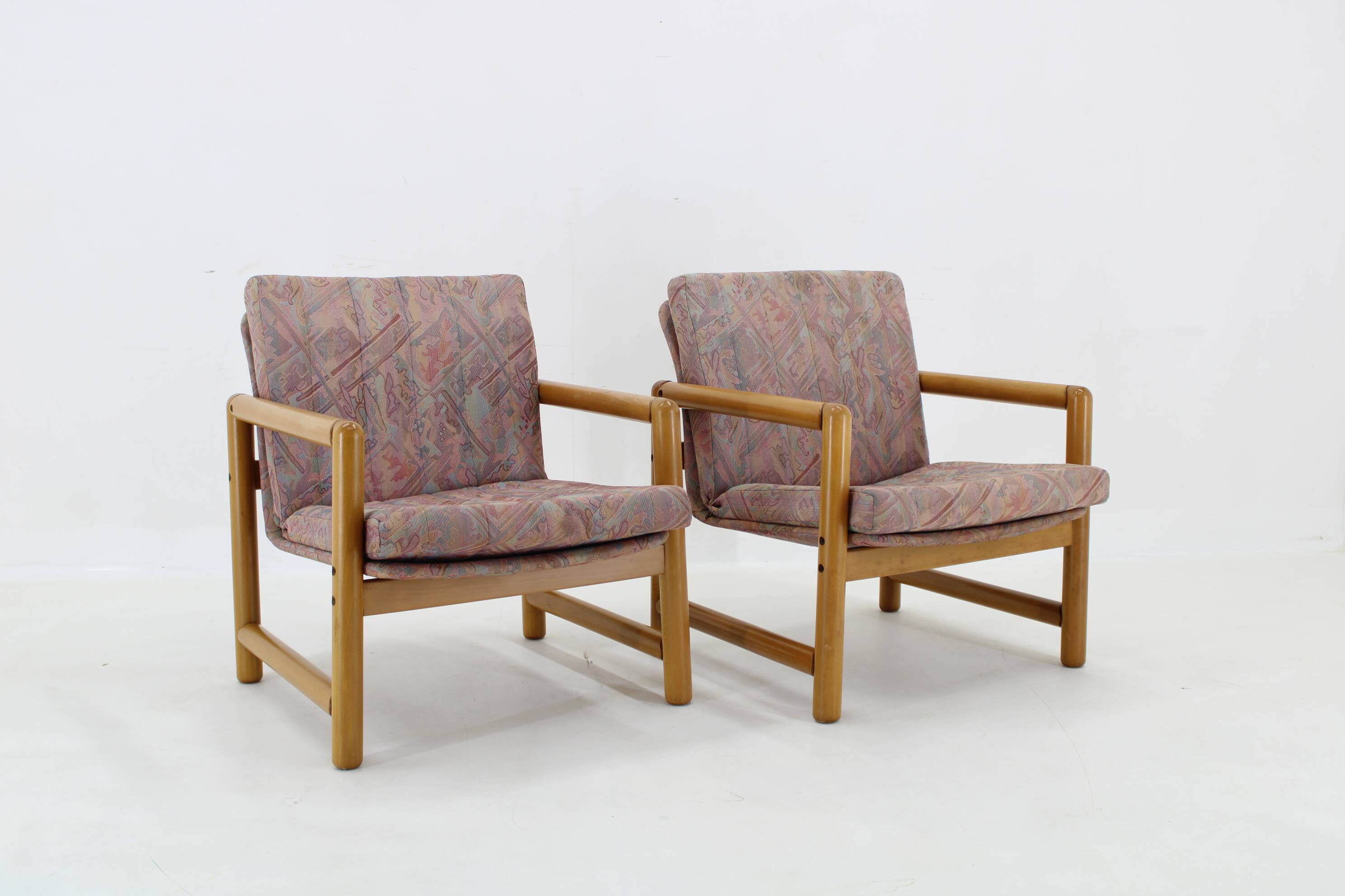 1970s Pair of Beech Armchairs and Coffee Table  by TON, Czechoslovakia