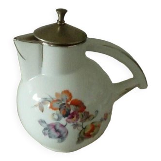 Art deco porcelain teapot with floral decor