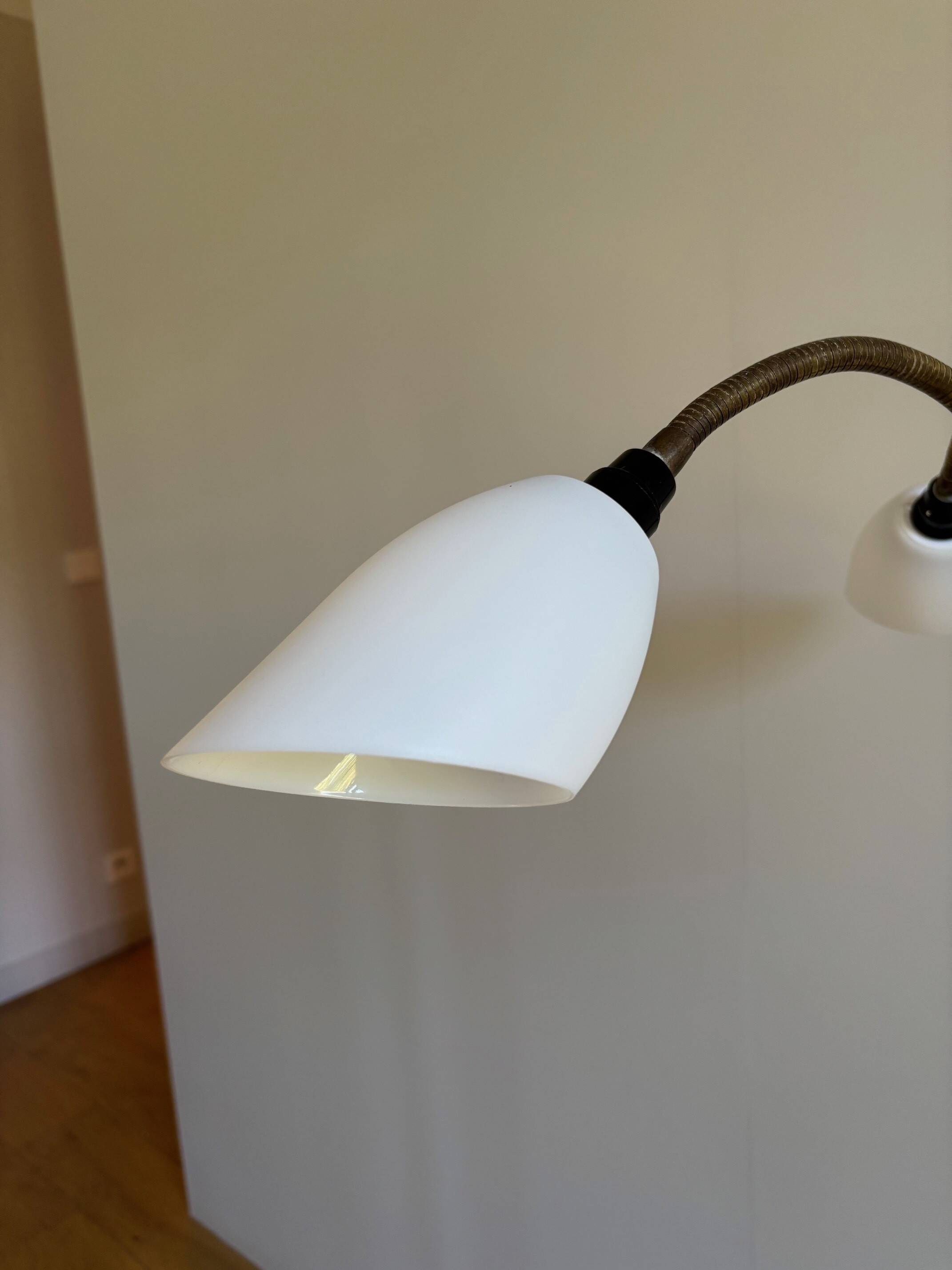 Wrought iron and brass floor lamp - Sweden, 1940s/1950s