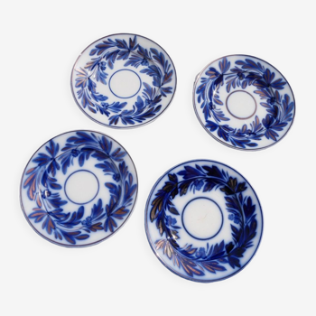 4 old plates of opaque Sarreguemines