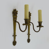 Old pair of wall sconces pot à feu, bronze, year 50 60