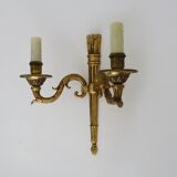 Empire-style wall lamp with double lights in bronze from the 1960s.