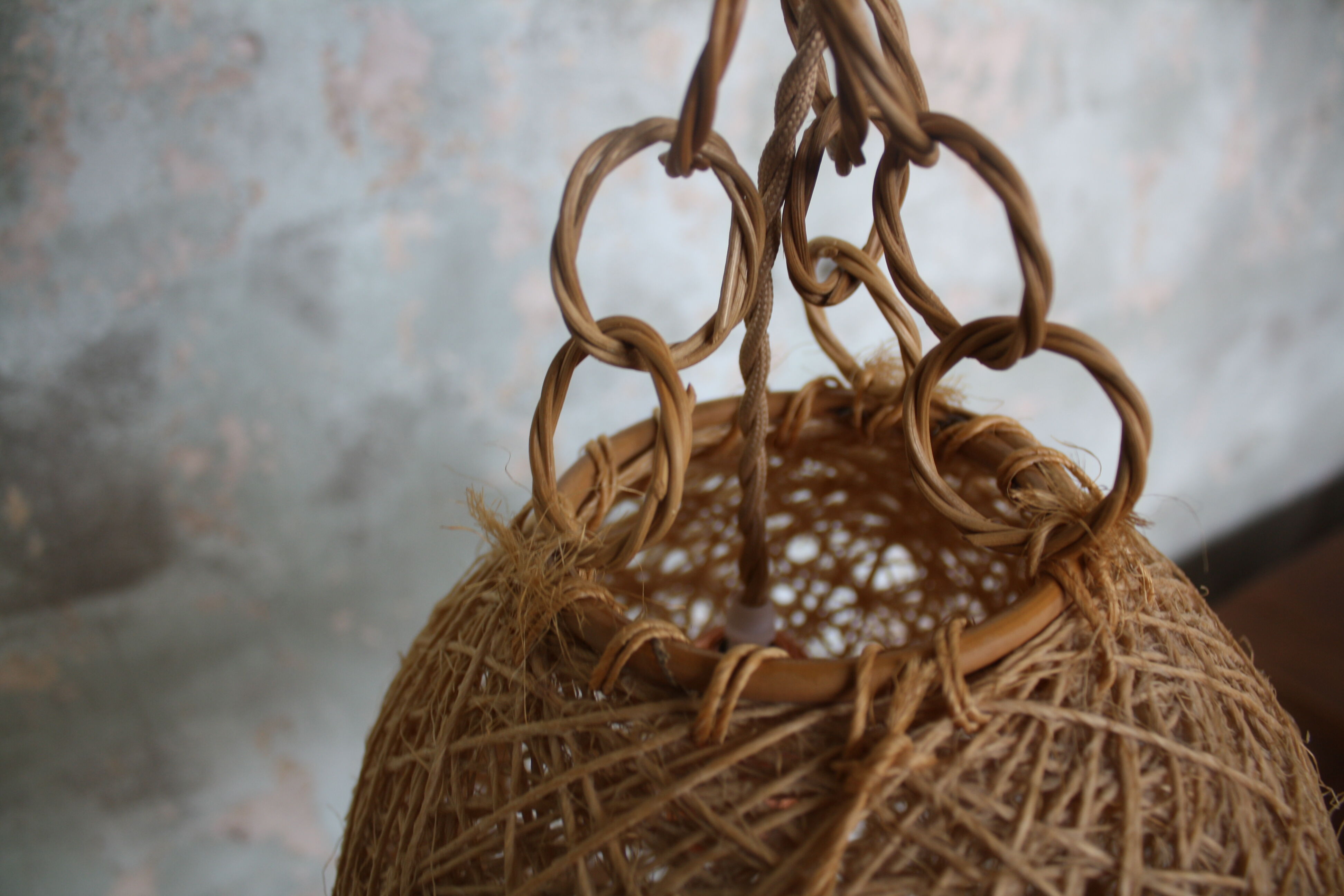 Set of 2 rattan and rope suspensions