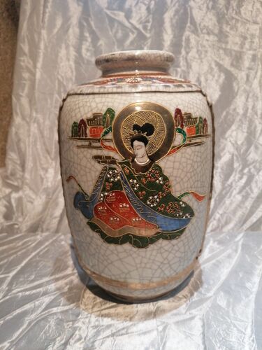 Ancien vase satsuma porcelaine japonaise craquelé