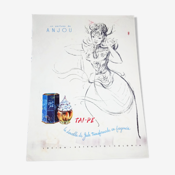 Original advertising poster from the 40s, Tai-Pe Anjou perfume