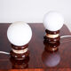Pair of midcentury table lamps, ceramics, opal glass, functional, czechia, 1950s