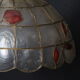 Chandelier pendant lamp Lampshade brass, shells 1950