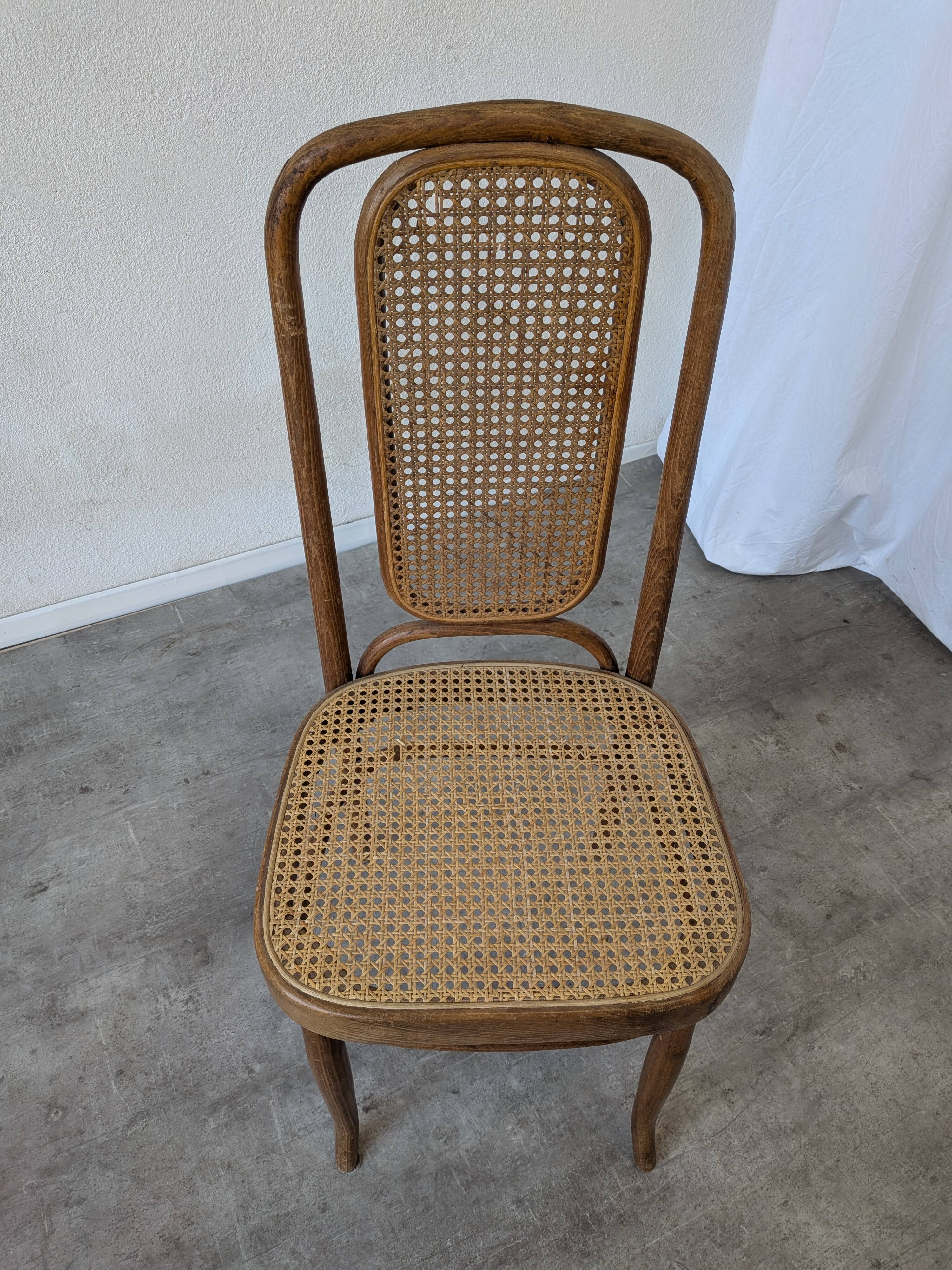Vintage High Back Bentwood Cane Dining Chair / Thonet Style / Torn Seat