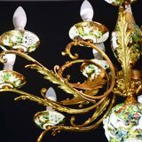 Manila, large size 12 light Italian vintage ceramic chandelier, 1960