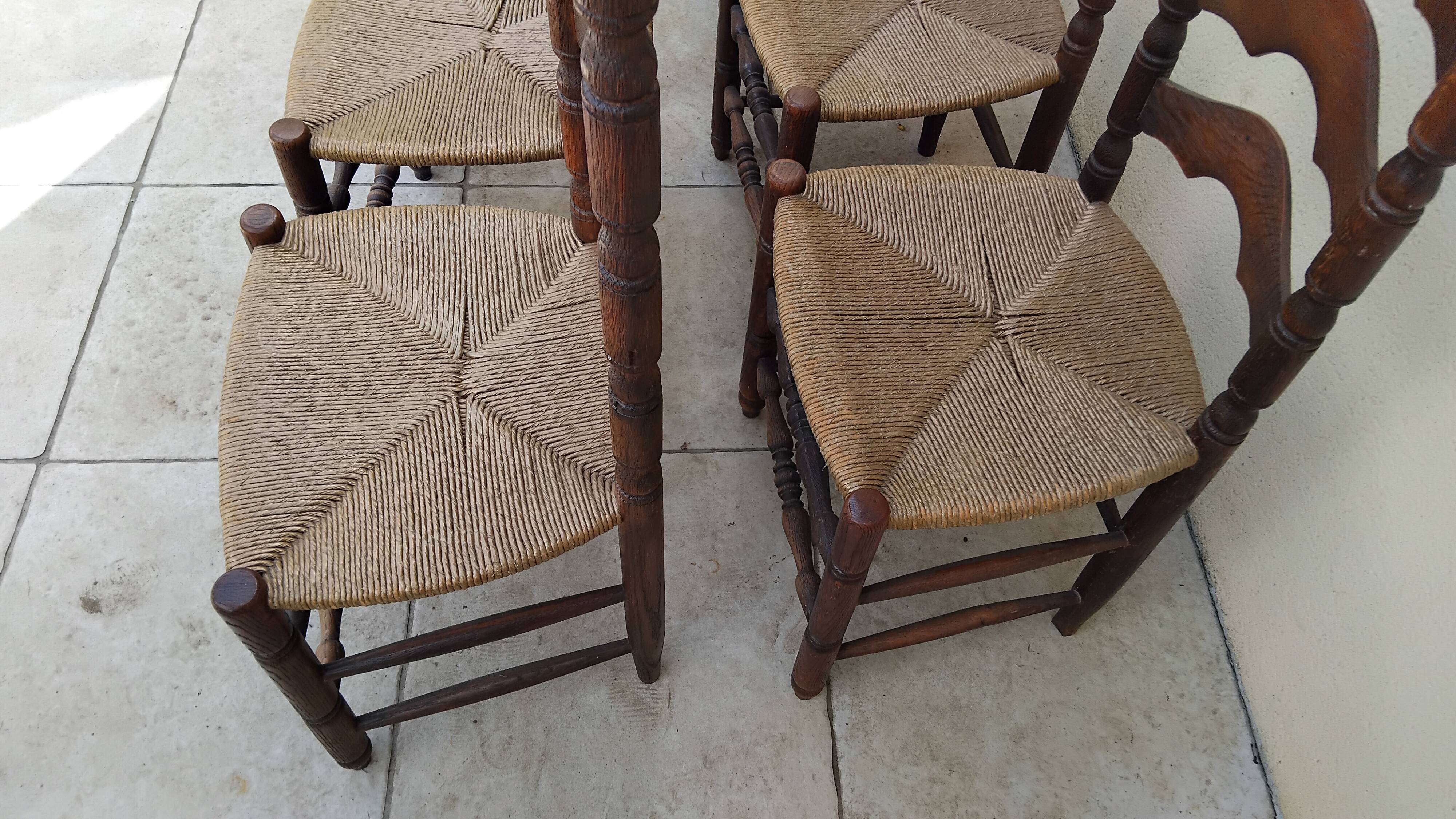 6 antique vintage oak monastery chairs