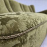 1960s, Danish 3-seater sofa, furniture velour, carved oak wood.