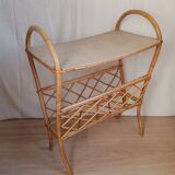 Vintage rattan magazine rack