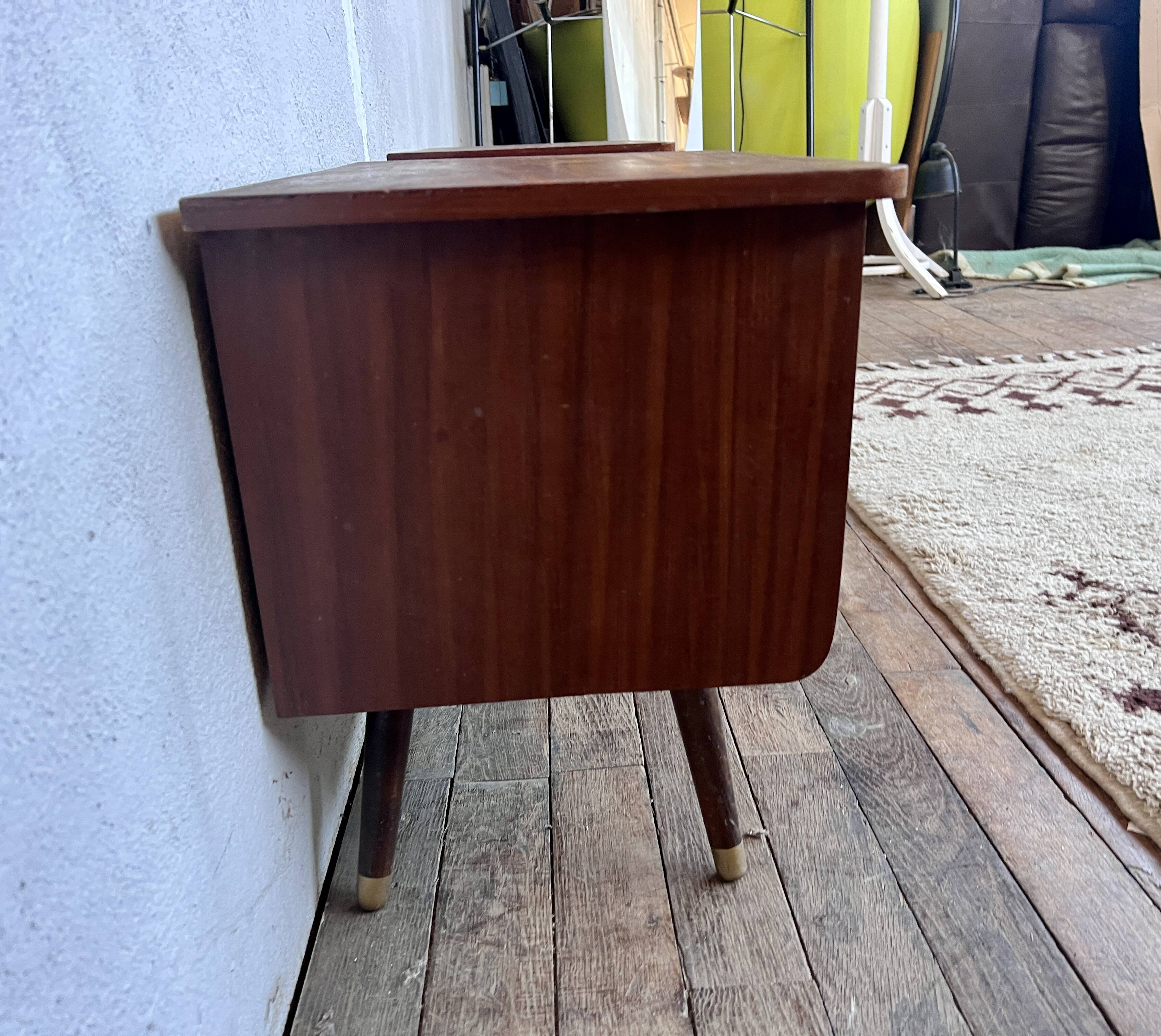 Pair of nightstands vintage bedside table compass legs