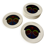 Lot of 6 ethnic ceramic coasters with tribal masks.