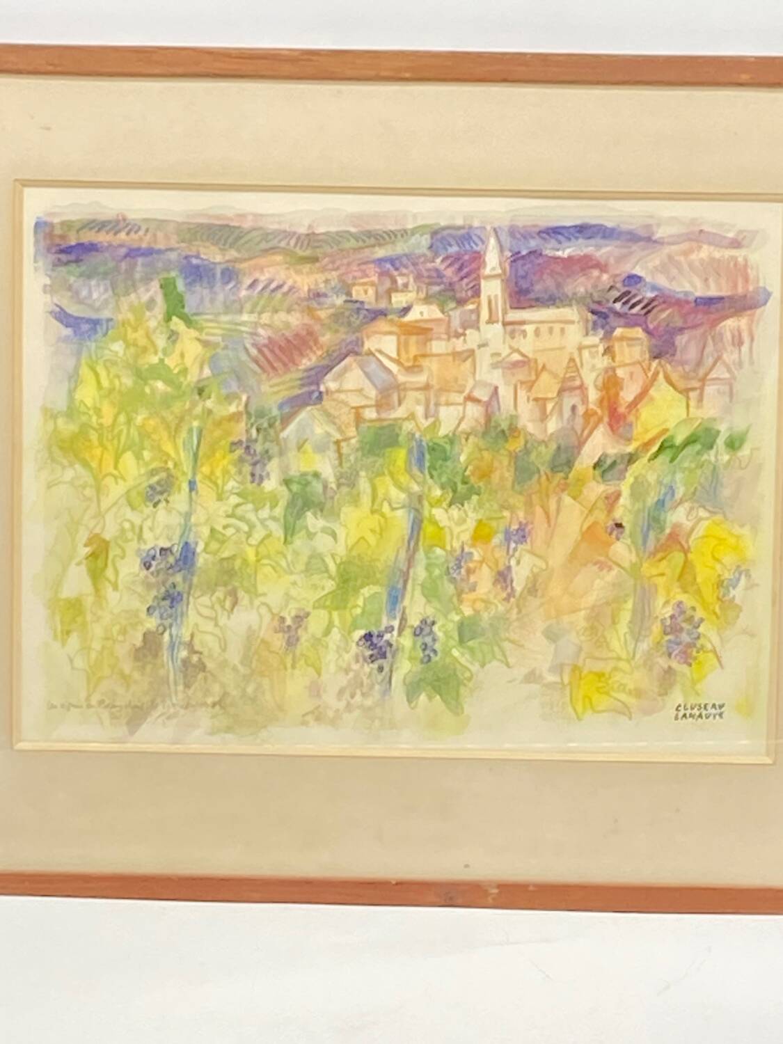 Pastel by Jean Cluseau Lanauve The vines in Beaujolais 1981