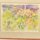 Pastel by Jean Cluseau Lanauve The vines in Beaujolais 1981